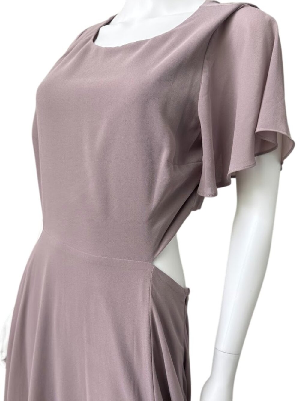 Lulus Lilac Maxi Dress Flutter Sleeve Cutout Formal Gown L NWT - Picture 4 of 10